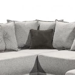 Mørteens Canapé panoramique Rutherford - Tissu Denga / Microfibre Laci: Argent / Anthracite - Méridienne longue montable des deux côtés -Canapés Soldes Magasin 1000340484 220513 100 DETAILS P000000001000340484