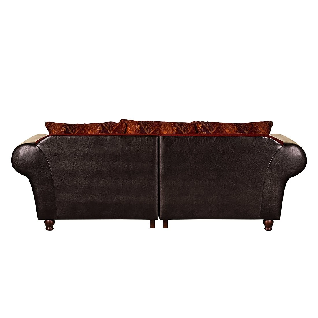 Maison Belfort Grand canapé Christian - Cuir synthétique marron foncé / Tissu rouge - Marron foncé / Rouge 5 Maison Belfort Grand canapé Christian - Cuir synthétique marron foncé / Tissu rouge - Marron foncé / Rouge – Image 5