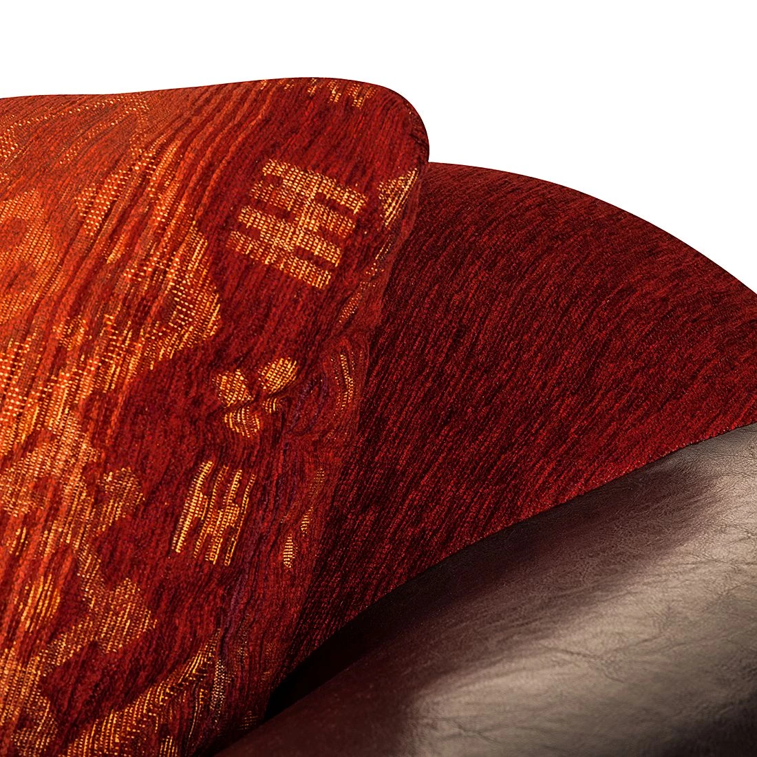 Maison Belfort Grand canapé Christian - Cuir synthétique marron foncé / Tissu rouge - Marron foncé / Rouge 6 Maison Belfort Grand canapé Christian - Cuir synthétique marron foncé / Tissu rouge - Marron foncé / Rouge – Image 6