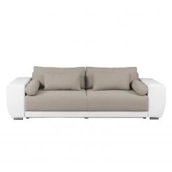 Roomscape Grand canapé Cubba (convertible) - Blanc / Cappuccino -Canapés Soldes Magasin bigsofa cubba mit schlaffunktion kunstleder strukturstoff weiss cappuccino 4069536