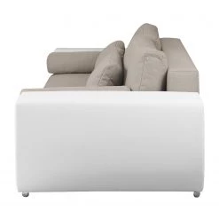 Roomscape Grand canapé Cubba (convertible) - Blanc / Cappuccino -Canapés Soldes Magasin bigsofa cubba mit schlaffunktion kunstleder strukturstoff weiss cappuccino 4069540