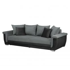 Fredriks Grand canapé Manville (convertible) - Microfibre - Noir / Gris