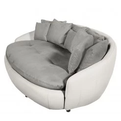 Cotta Grand canapé Pias - Imitation cuir / Tissu - Blanc vieilli / Gris fumé -Canapés Soldes Magasin bigsofa pias kunstleder webstoff 4111452