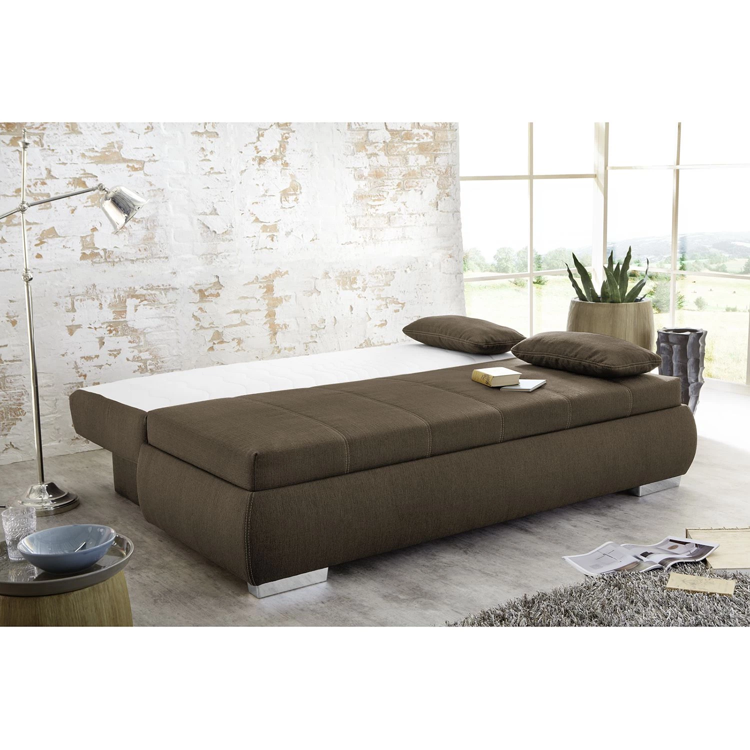 Loftscape Canapé boxspring convertible Madang - Marron 5 Loftscape Canapé boxspring convertible Madang - Marron – Image 5