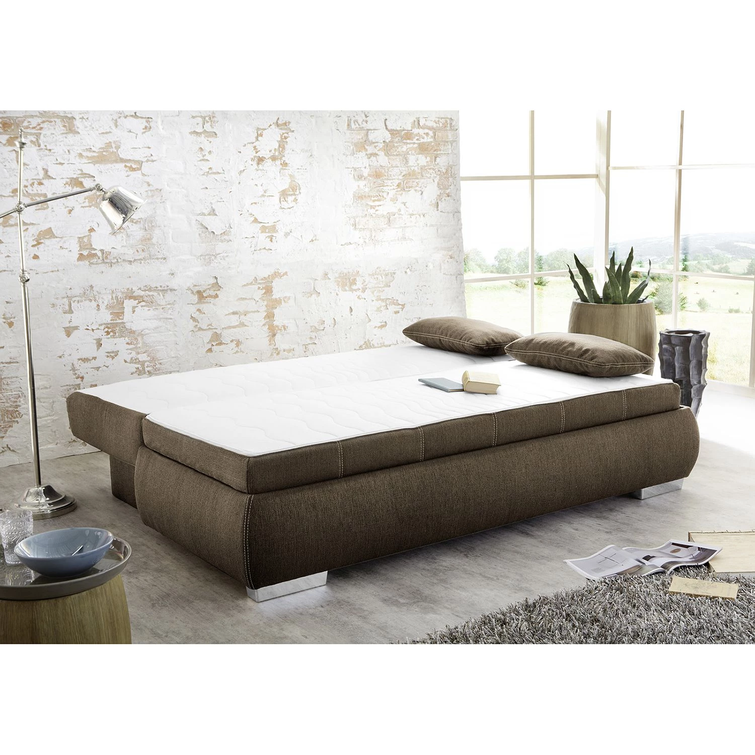 Loftscape Canapé boxspring convertible Madang - Marron 6 Loftscape Canapé boxspring convertible Madang - Marron – Image 6
