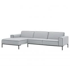 Studio Copenhagen Canapé d'angle Ampio Duo II Tissu - Tissu Floreana : Gris clair - Méridienne courte à gauche (vue de face) - Noir