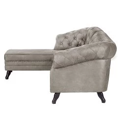 Ars manufacti Canapé d'angle Benavente - Argenté gris - Méridienne courte à gauche (vue de face) -Canapés Soldes Magasin ecksofa benavente antiklederoptik silber longchair davorstehend links 1756770