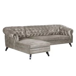 Ars manufacti Canapé d'angle Benavente - Argenté gris - Méridienne courte à gauche (vue de face) -Canapés Soldes Magasin ecksofa benavente antiklederoptik silber longchair davorstehend links 1756778