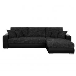 Roomscape Canapé d'angle Berrings (convertible) - Méridienne courte à droite (vue de face) -Canapés Soldes Magasin ecksofa berrings mit schlaffunktion kunstleder strukturstoff schwarz longchair davorstehend rechts 4963236