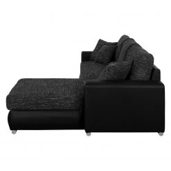 Roomscape Canapé d'angle Berrings (convertible) - Méridienne courte à droite (vue de face) -Canapés Soldes Magasin ecksofa berrings mit schlaffunktion kunstleder strukturstoff schwarz longchair davorstehend rechts 4963248