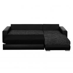 Roomscape Canapé d'angle Berrings (convertible) - Méridienne courte à droite (vue de face) -Canapés Soldes Magasin ecksofa berrings mit schlaffunktion kunstleder strukturstoff schwarz longchair davorstehend rechts 4963256