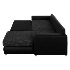 Roomscape Canapé d'angle Berrings (convertible) - Méridienne courte à droite (vue de face) -Canapés Soldes Magasin ecksofa berrings mit schlaffunktion kunstleder strukturstoff schwarz longchair davorstehend rechts 4963264