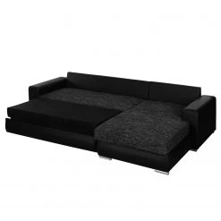 Roomscape Canapé d'angle Berrings (convertible) - Méridienne courte à droite (vue de face) -Canapés Soldes Magasin ecksofa berrings mit schlaffunktion kunstleder strukturstoff schwarz longchair davorstehend rechts 4963268