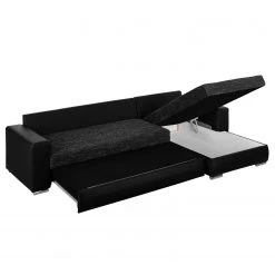 Roomscape Canapé d'angle Berrings (convertible) - Méridienne courte à droite (vue de face) -Canapés Soldes Magasin ecksofa berrings mit schlaffunktion kunstleder strukturstoff schwarz longchair davorstehend rechts 4963272