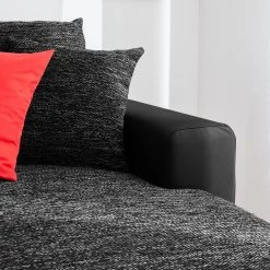 Roomscape Canapé d'angle Berrings (convertible) - Méridienne courte à droite (vue de face) -Canapés Soldes Magasin ecksofa berrings mit schlaffunktion kunstleder strukturstoff schwarz longchair davorstehend rechts 4963320