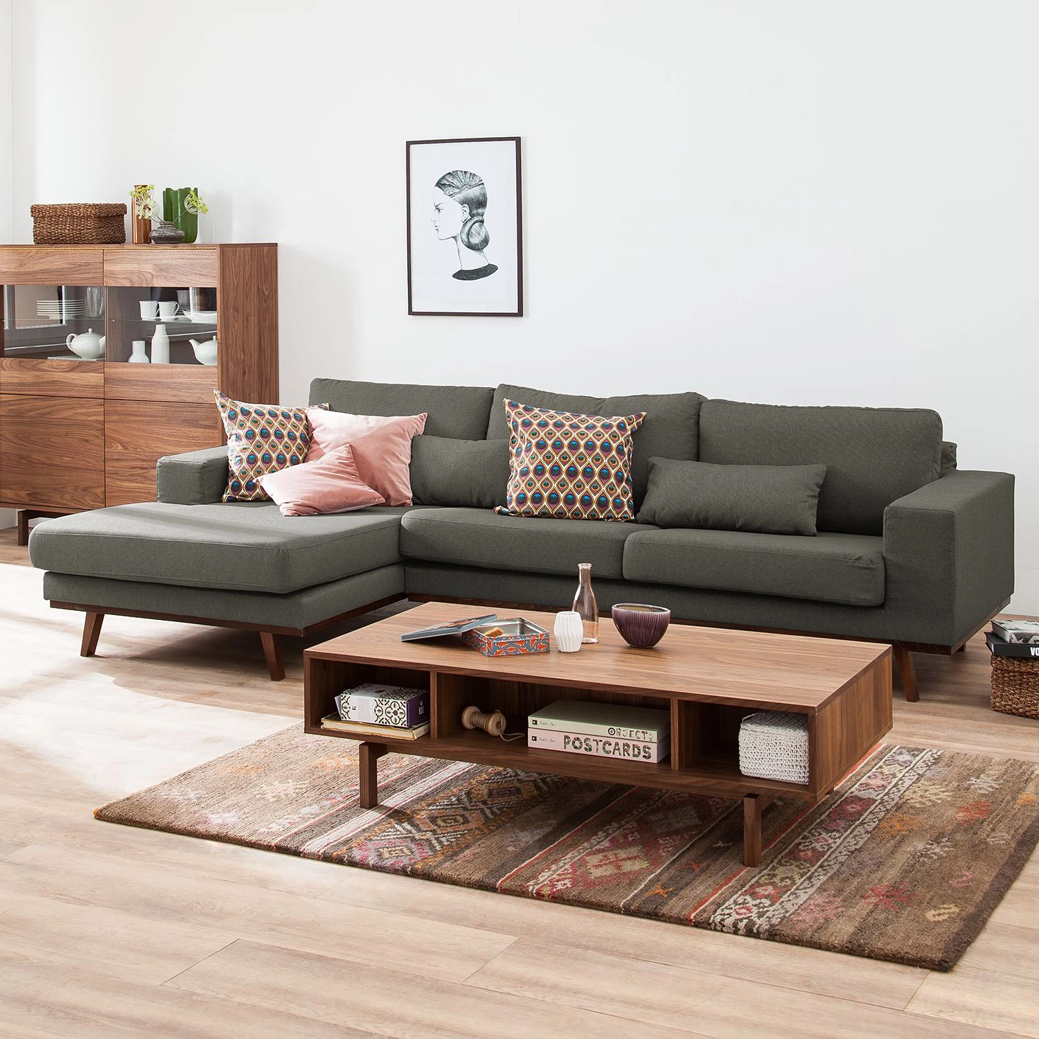 Mørteens Canapé d’angle Billund I - Tissu structuré - Taupe - Méridienne courte à gauche (vue de face) 2 Mørteens Canapé d’angle Billund I - Tissu structuré - Taupe - Méridienne courte à gauche (vue de face) – Image 2