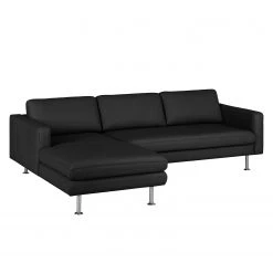 Fredriks Canapé d'angle Bivona II - Noir - Méridienne courte à gauche (vue de face) -Canapés Soldes Magasin ecksofa bivona ii echtleder longchair davorstehend links schwarz 3612977