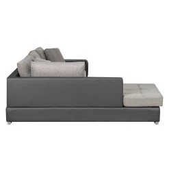 Roomscape Canapé d'angle Brandon - Cuir synthétique anthracite - Méridienne à gauche (vue de face) -Canapés Soldes Magasin ecksofa brandon kunstleder anthrazit ottomane davorstehend links 395085