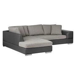 Roomscape Canapé d'angle Brandon - Cuir synthétique anthracite - Méridienne à gauche (vue de face) -Canapés Soldes Magasin ecksofa brandon kunstleder anthrazit ottomane davorstehend links 395087