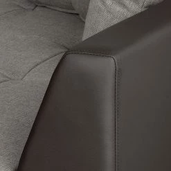 Roomscape Canapé d'angle Brandon - Cuir synthétique marron foncé - Méridienne à droite (vue de face) -Canapés Soldes Magasin ecksofa brandon kunstleder dunkelbraun ottomane davorstehend rechts 395098