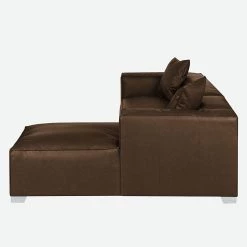 Loftscape Canapé d'angle Calli - Cuir synthétique marron - Méridienne à droite (vue de face) -Canapés Soldes Magasin ecksofa calli kunstleder braun longchair davorstehend rechts 394734
