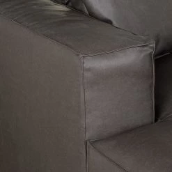 Loftscape Canapé d'angle Calli - Cuir synthétique marron foncé - Méridienne à gauche (vue de face) -Canapés Soldes Magasin ecksofa calli kunstleder dunkelbraun longchair davorstehend links 388345