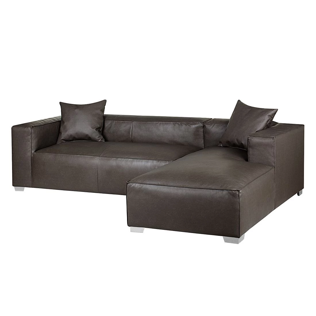 Loftscape Canapé d'angle Calli - Cuir synthétique marron foncé - Méridienne à droite (vue de face) 2 Loftscape Canapé d'angle Calli - Cuir synthétique marron foncé - Méridienne à droite (vue de face) – Image 2