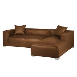 Loftscape Canapé d'angle Calli - Cuir synthétique marron clair - Méridienne à droite (vue de face) -Canapés Soldes Magasin ecksofa calli kunstleder hellbraun longchair davorstehend rechts 394762