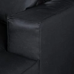Loftscape Canapé d'angle Calli - Cuir synthétique noir - Méridienne à droite (vue de face) -Canapés Soldes Magasin ecksofa calli kunstleder schwarz longchair davorstehend rechts 394691
