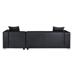 Loftscape Canapé d'angle Calli - Cuir synthétique noir - Méridienne à droite (vue de face) -Canapés Soldes Magasin ecksofa calli kunstleder schwarz longchair davorstehend rechts 394692