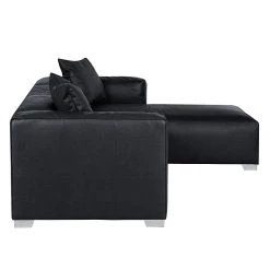 Loftscape Canapé d'angle Calli - Cuir synthétique noir - Méridienne à droite (vue de face) -Canapés Soldes Magasin ecksofa calli kunstleder schwarz longchair davorstehend rechts 394693