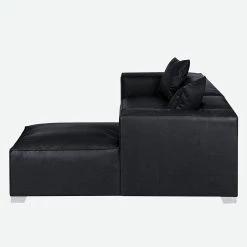 Loftscape Canapé d'angle Calli - Cuir synthétique noir - Méridienne à droite (vue de face) -Canapés Soldes Magasin ecksofa calli kunstleder schwarz longchair davorstehend rechts 394694
