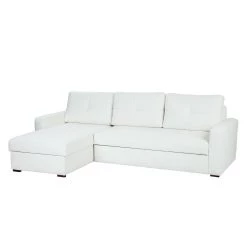 Fredriks Canapé d'angle Cavolo - Avec fonction couchage - Imitation cuir blanc - Méridienne montable à gauche ou à droite