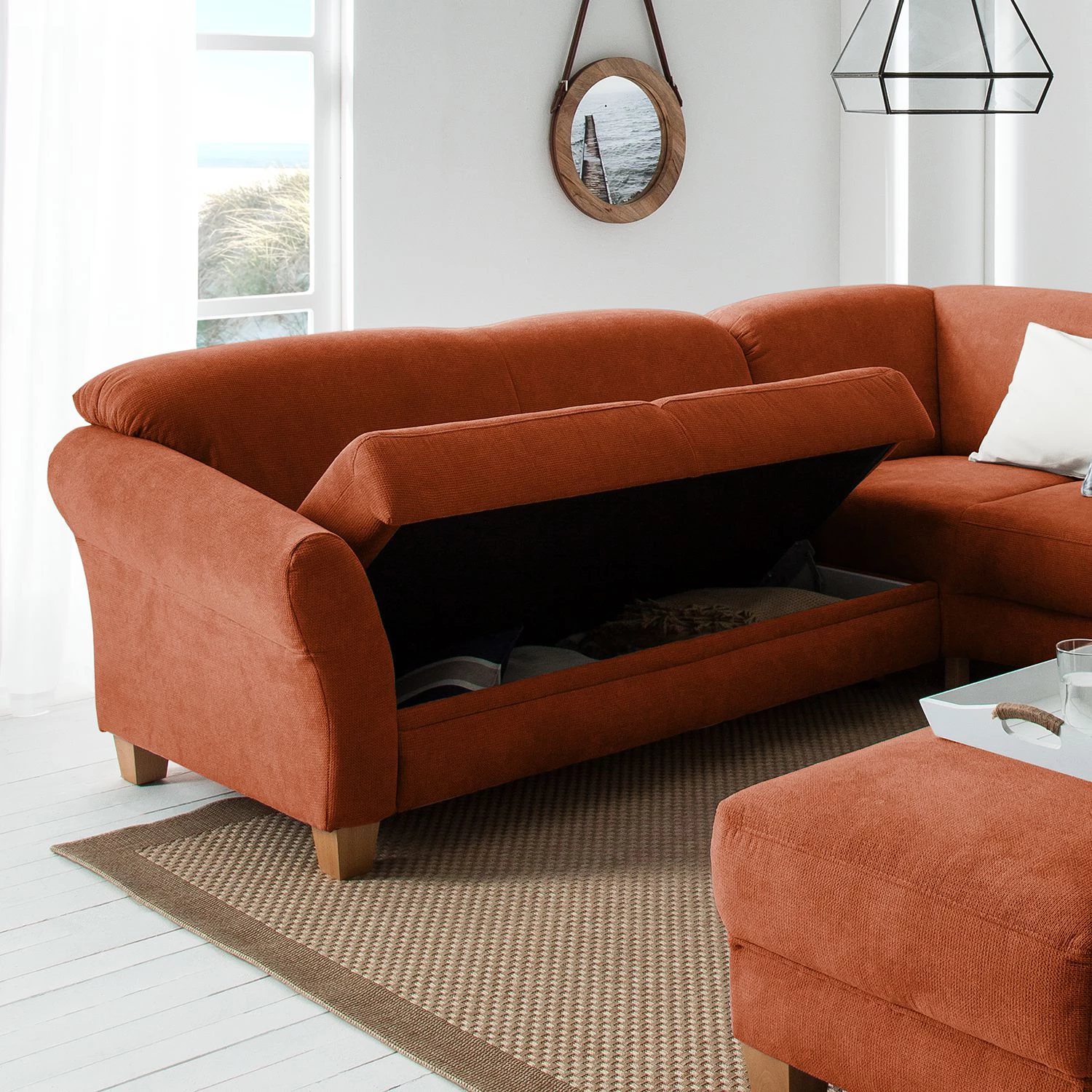 Ars Natura Canapé d'angle Cebu - Marron miel - Méridienne longue à droite (vue de face) - Avec réglage de la profondeur d'assise 5 Ars Natura Canapé d'angle Cebu - Marron miel - Méridienne longue à droite (vue de face) - Avec réglage de la profondeur d'assise – Image 5