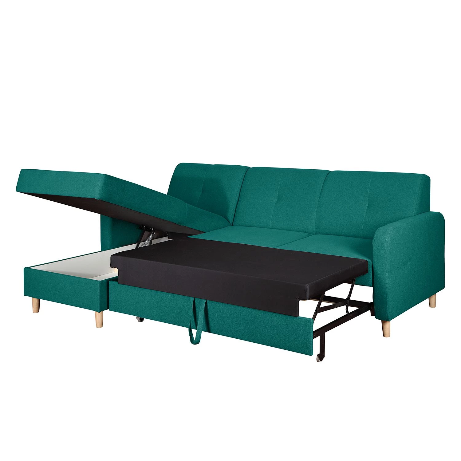 Mørteens Canapé d'angle convertible Clintwood - Tissu - Méridienne à monter à gauche ou à droite - Turquoise 3 Mørteens Canapé d'angle convertible Clintwood - Tissu - Méridienne à monter à gauche ou à droite - Turquoise – Image 3