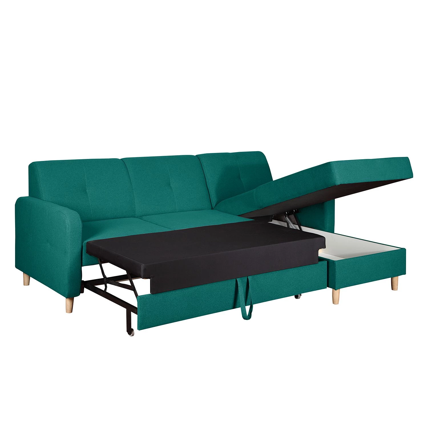 Mørteens Canapé d'angle convertible Clintwood - Tissu - Méridienne à monter à gauche ou à droite - Turquoise 5 Mørteens Canapé d'angle convertible Clintwood - Tissu - Méridienne à monter à gauche ou à droite - Turquoise – Image 5