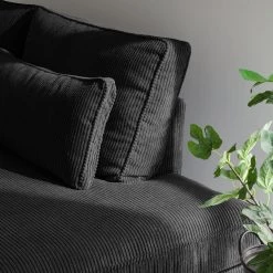 Naturoo Canapé d'angle Coolock - Noir - Méridienne longue à droite (vue de face) -Canapés Soldes Magasin ecksofa coolock cord ottomane davorstehend rechts schwarz 5063984