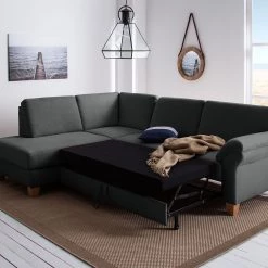 Ars Natura Canapé d'angle Davao - Microfibre -Canapés Soldes Magasin ecksofa davao microfaser ottomane davorstehend links mit schlaffunktion dunkelgrau 4643568