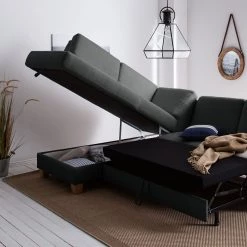 Ars Natura Canapé d'angle Davao - Microfibre -Canapés Soldes Magasin ecksofa davao microfaser ottomane davorstehend links mit schlaffunktion dunkelgrau 4643572