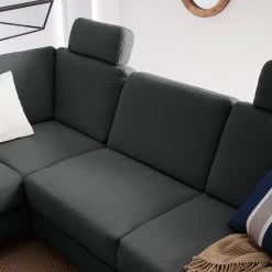 Ars Natura Canapé d'angle Davao - Microfibre -Canapés Soldes Magasin ecksofa davao microfaser ottomane davorstehend links mit schlaffunktion dunkelgrau 4643576