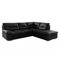 Cotta Canapé d'angle Doug - Cuir Ramsa : Noir - Méridienne longue à droite (vue de face)