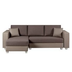 Fredriks Canapé d'angle Dublin II (convertible) - Taupe / Marron -Canapés Soldes Magasin ecksofa dublin mit schlaffunktion kunstleder stoff taupe braun 289612