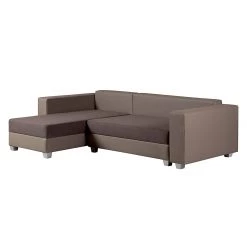 Fredriks Canapé d'angle Dublin II (convertible) - Taupe / Marron -Canapés Soldes Magasin ecksofa dublin mit schlaffunktion kunstleder stoff taupe braun 289614