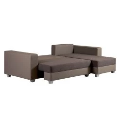 Fredriks Canapé d'angle Dublin II (convertible) - Taupe / Marron -Canapés Soldes Magasin ecksofa dublin mit schlaffunktion kunstleder stoff taupe braun 289619