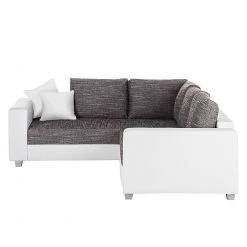 Fredriks Canapé d'angle Dublin I (convertible) - Blanc / Gris - Largeur : 254 cm -Canapés Soldes Magasin ecksofa dublin mit schlaffunktion kunstleder stoff weiss grau 1422343