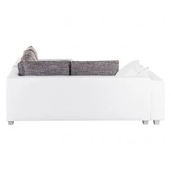 Fredriks Canapé d'angle Dublin I (convertible) - Blanc / Gris - Largeur : 254 cm -Canapés Soldes Magasin ecksofa dublin mit schlaffunktion kunstleder stoff weiss grau 1422344