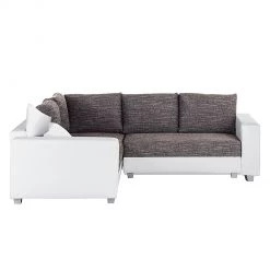 Fredriks Canapé d'angle Dublin I (convertible) - Blanc / Gris - Largeur : 254 cm -Canapés Soldes Magasin ecksofa dublin mit schlaffunktion kunstleder stoff weiss grau 1422345