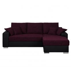 Fredriks Canapé d'angle Dulmen (convertible) - Imitation cuir / Tissu structuré - Méridienne à monter gauche ou droite - Noir / Pourpre -Canapés Soldes Magasin ecksofa dulmen mit schlaffunktion beidseitig montierbar kunstleder strukturstoff schwarz lila 4964672