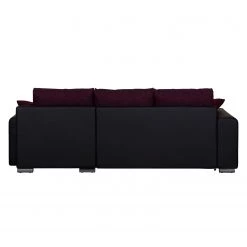 Fredriks Canapé d'angle Dulmen (convertible) - Imitation cuir / Tissu structuré - Méridienne à monter gauche ou droite - Noir / Pourpre -Canapés Soldes Magasin ecksofa dulmen mit schlaffunktion beidseitig montierbar kunstleder strukturstoff schwarz lila 4964684