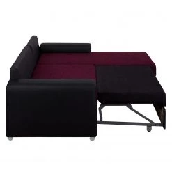 Fredriks Canapé d'angle Dulmen (convertible) - Imitation cuir / Tissu structuré - Méridienne à monter gauche ou droite - Noir / Pourpre -Canapés Soldes Magasin ecksofa dulmen mit schlaffunktion beidseitig montierbar kunstleder strukturstoff schwarz lila 4964688